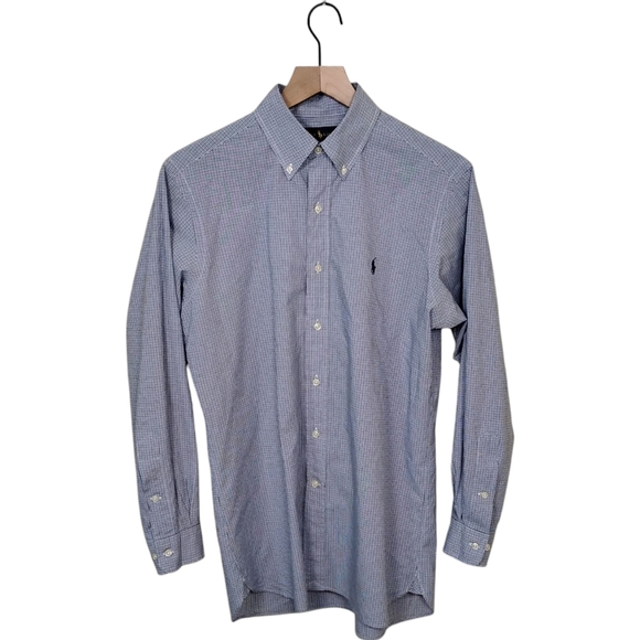 Ralph Lauren Men's Blue, White, and Black Checkered Shirt, Neck 15 32-33 - Picture 1 of 9